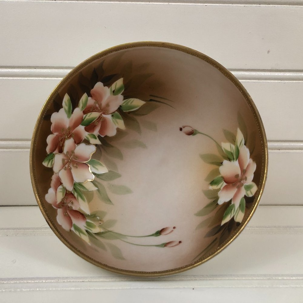 CLEARANCE Morimura Nippon Hand Painted 3 Foot Porcelain Bowl VTG Japanese China
